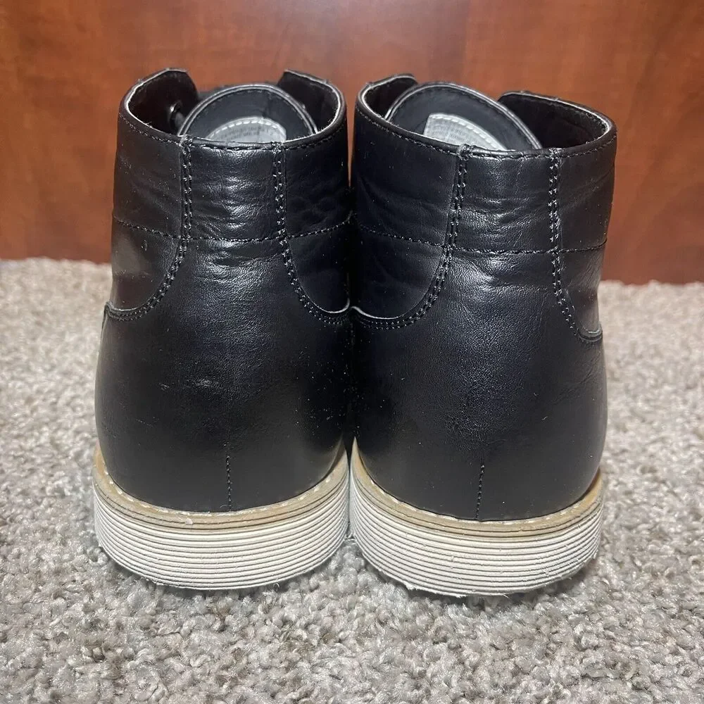 Perry Ellis Portfolio Mens Ankle Boots Size 11.5 Black Leather Shoes